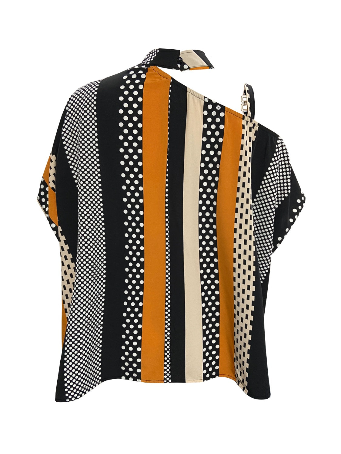 Cutout Color Block Mock Neck Blouse - The Goddess Galleries