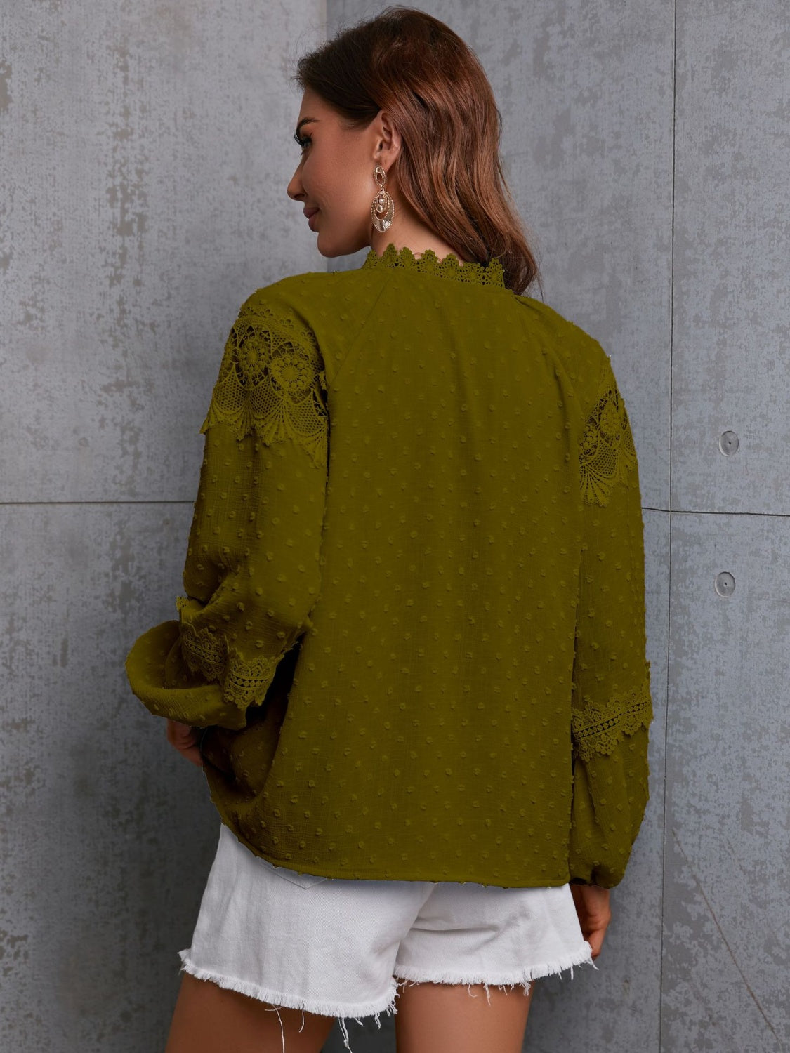 Crochet Tassel Tie Neck Long Sleeve Blouse - The Goddess Galleries