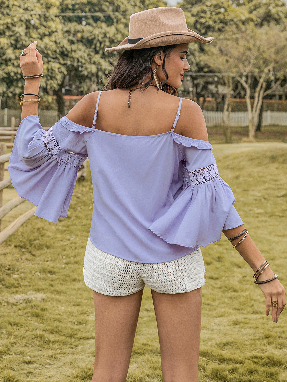 Square Neck Flare Sleeve Blouse - The Goddess Galleries