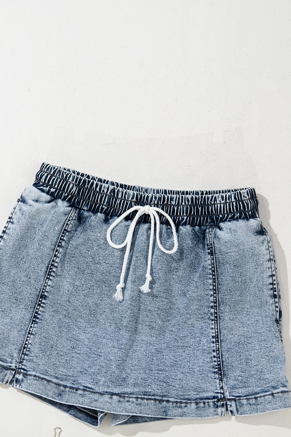 Drawstring High Waist Pocketed Denim Shorts - The Goddess Galleries