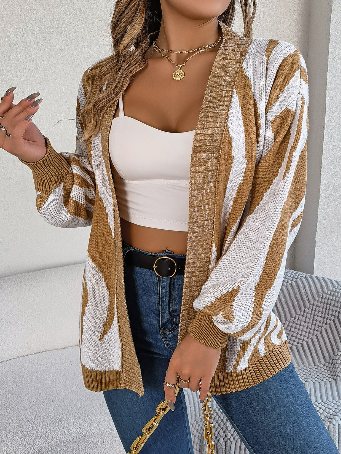 Open Front Animal Print Cardigan - The Goddess Galleries