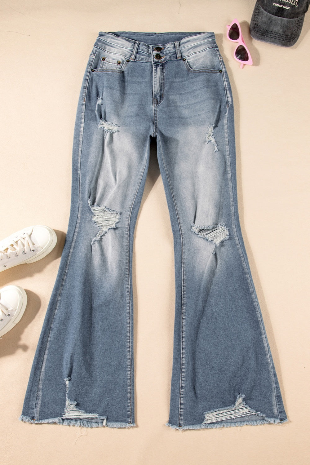 Distressed Raw Hem Bootcut Jeans - The Goddess Galleries