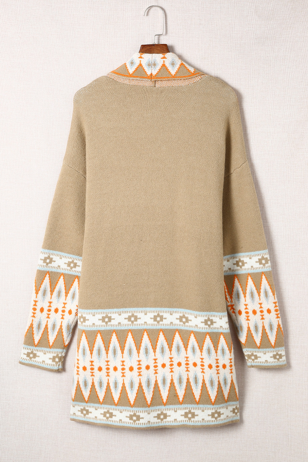 Geometric Open Front Long Sleeve Cardigan - The Goddess Galleries