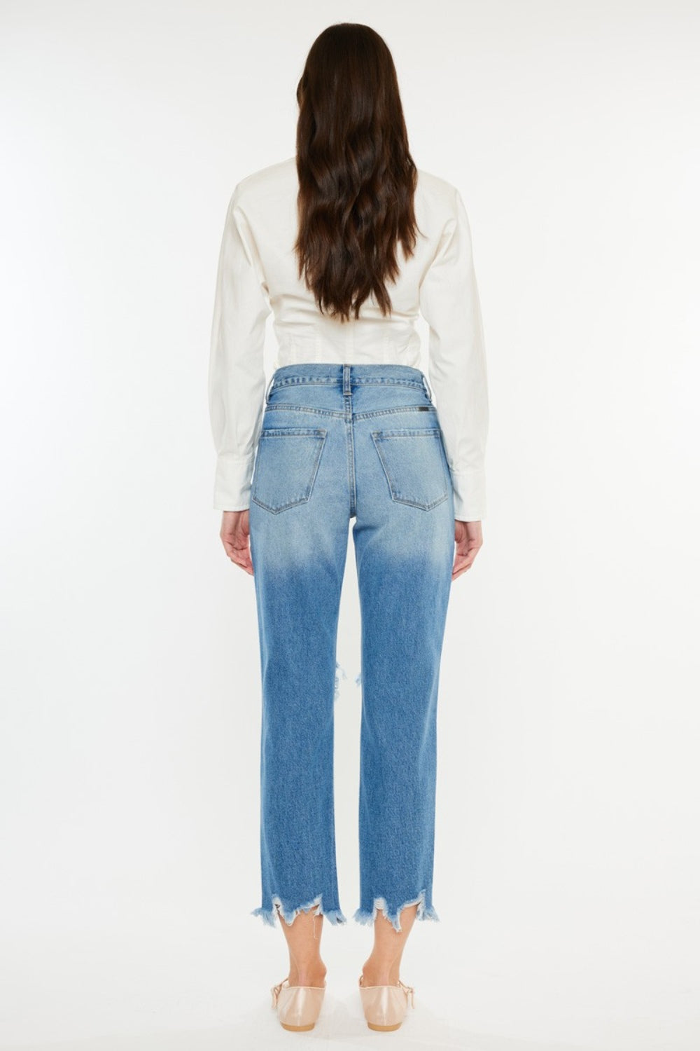Kancan Distressed Frayed Hem Cropped Jeans - The Goddess Galleries