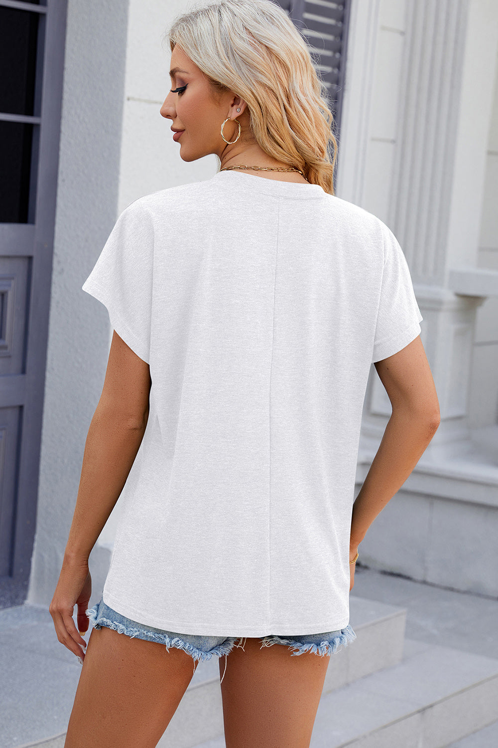 V-Neck Short Sleeve T-Shirt - The Goddess Galleries