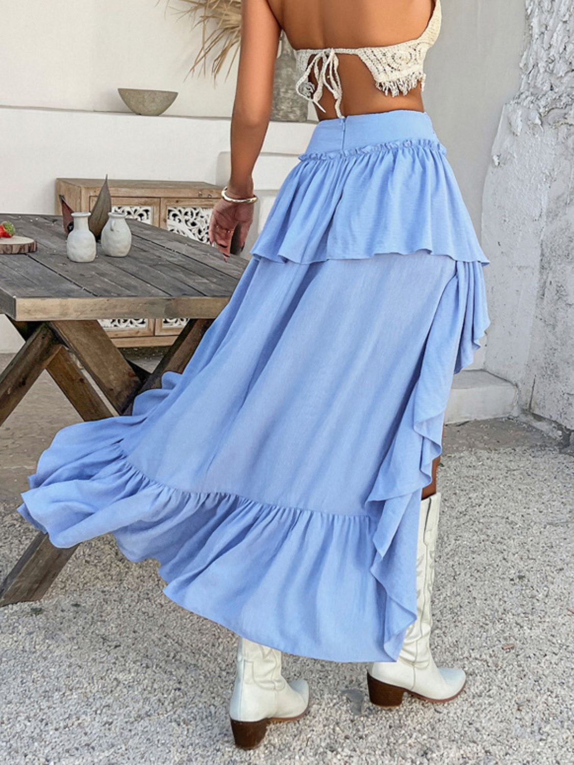 Devine High-Low Ruched Layered Skirt - The Goddess Galleries