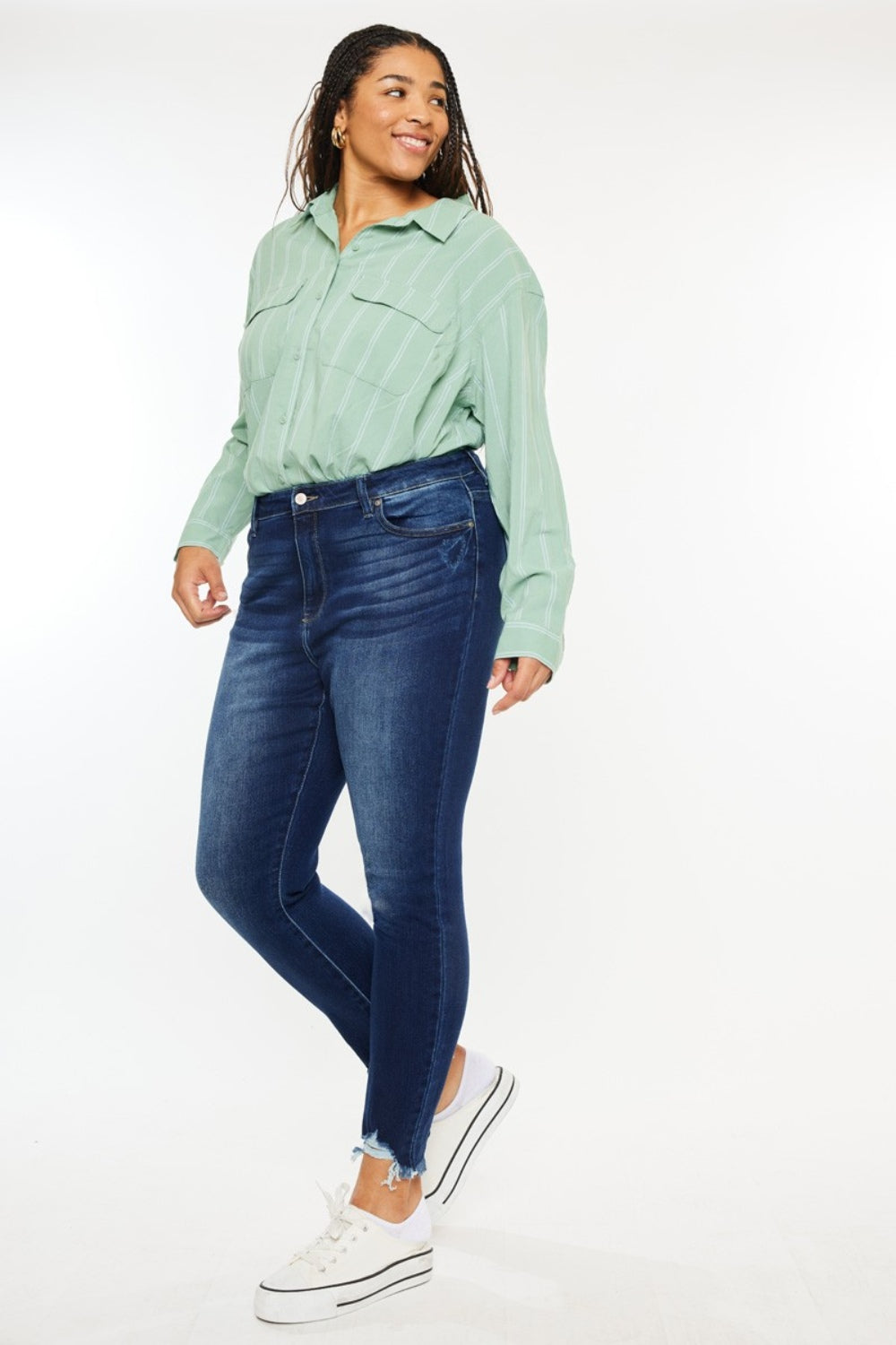Kancan Full Size High Rise Frayed Ankle Skinny Jeans - The Goddess Galleries