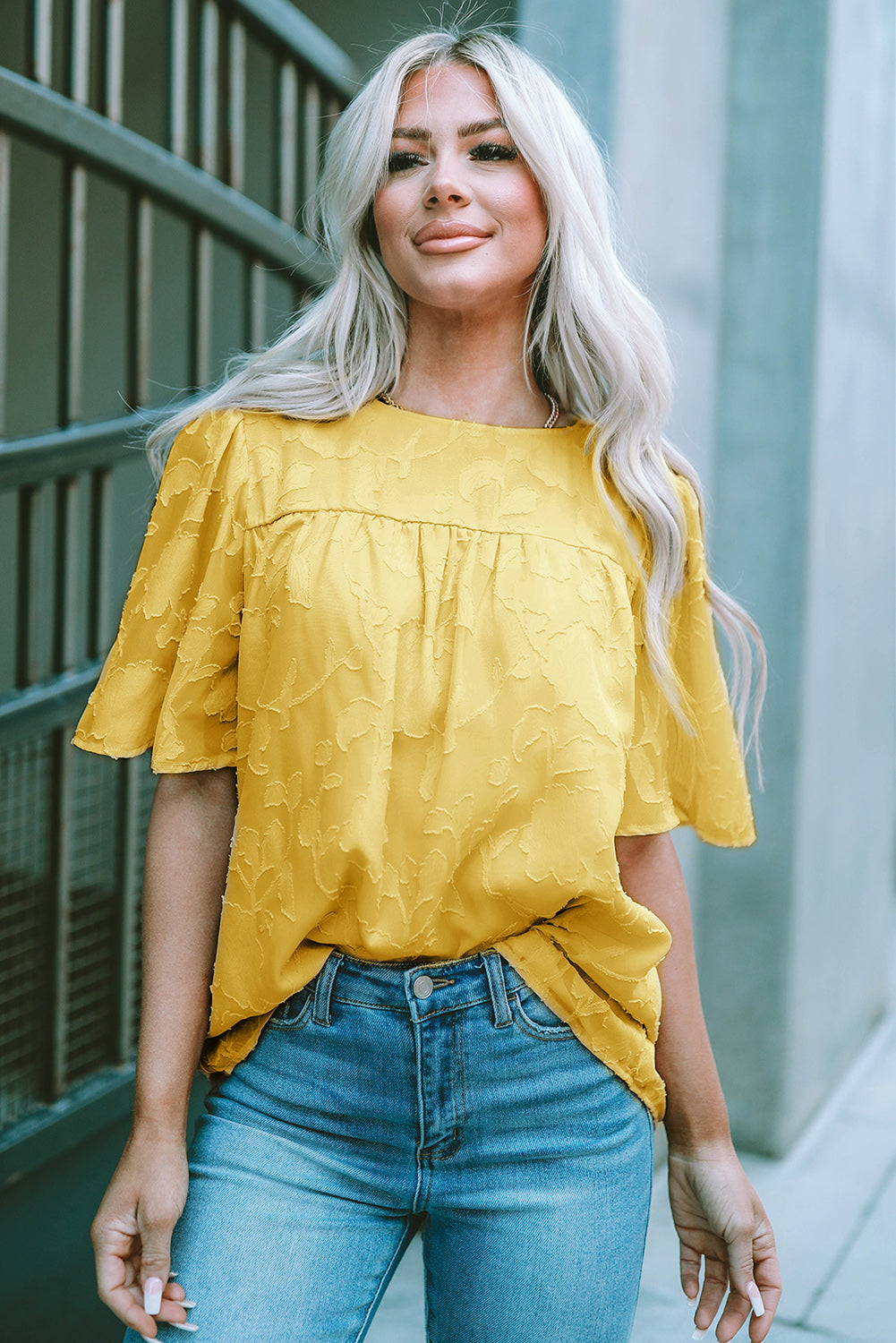 Round Neck Puff Sleeve Blouse - The Goddess Galleries