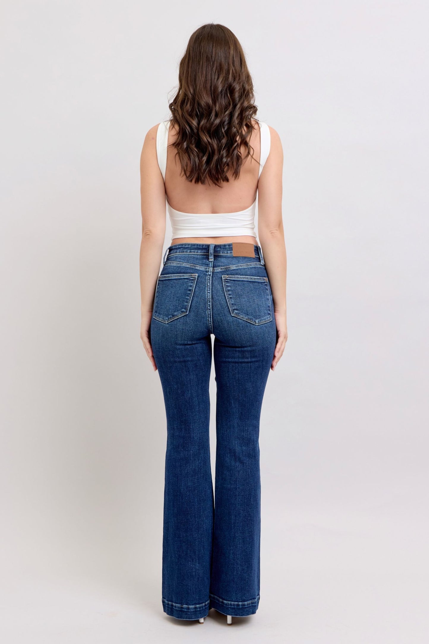 Judy Blue Full Size High Rise Flare Jeans with Pockets Plus Size - The Goddess Galleries