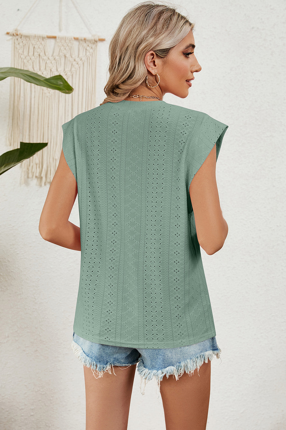 Eyelet Round Neck Tank - The Goddess Galleries