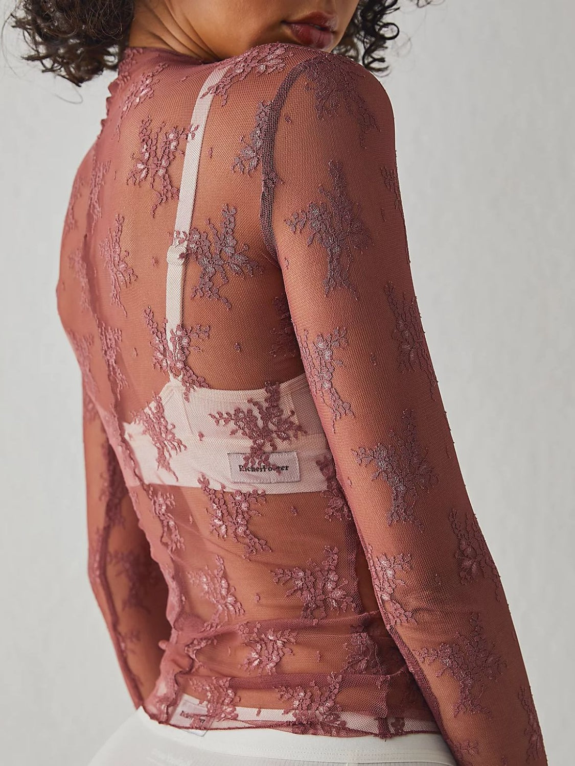 Lace Mock Neck Long Sleeve Blouse - The Goddess Galleries