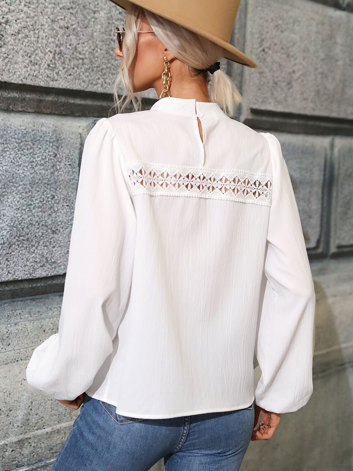 Honey Round Neck Puff Sleeve Blouse - The Goddess Galleries