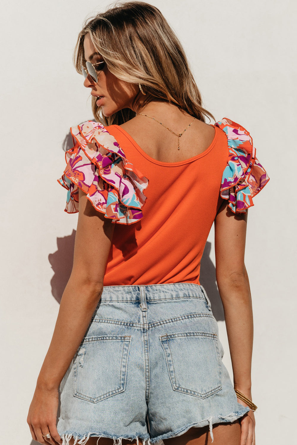 Scoop Neck Flounce Sleeve Bodysuit - The Goddess Galleries