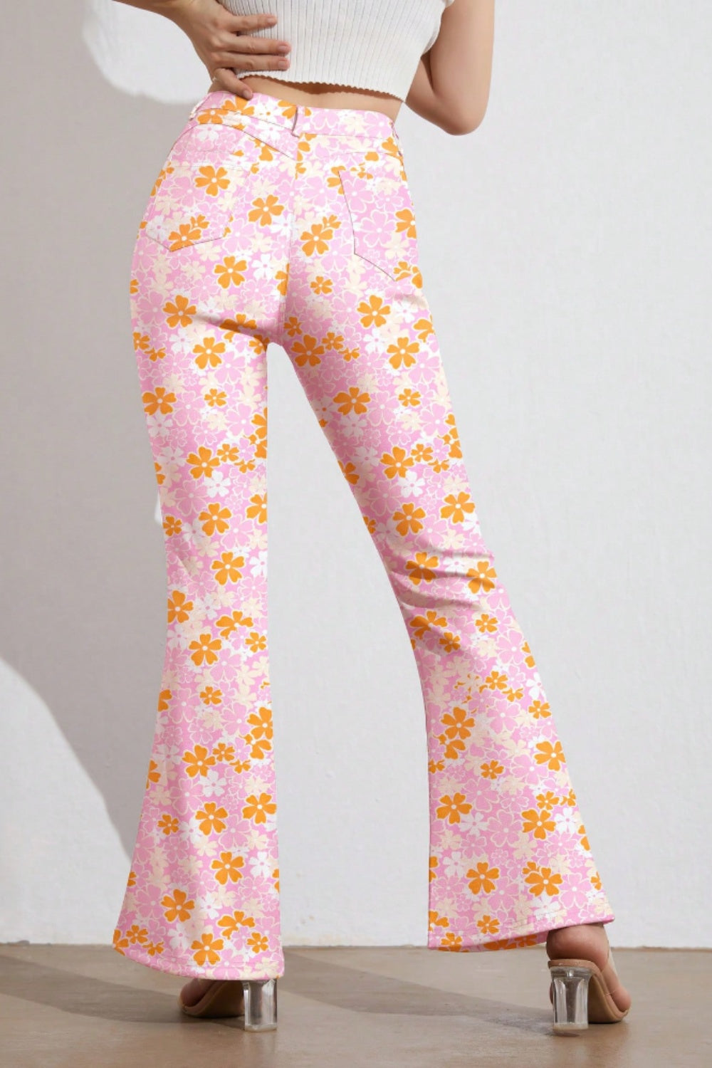 Printed High Waist Flare Pants with Pockets - The Goddess Galleries