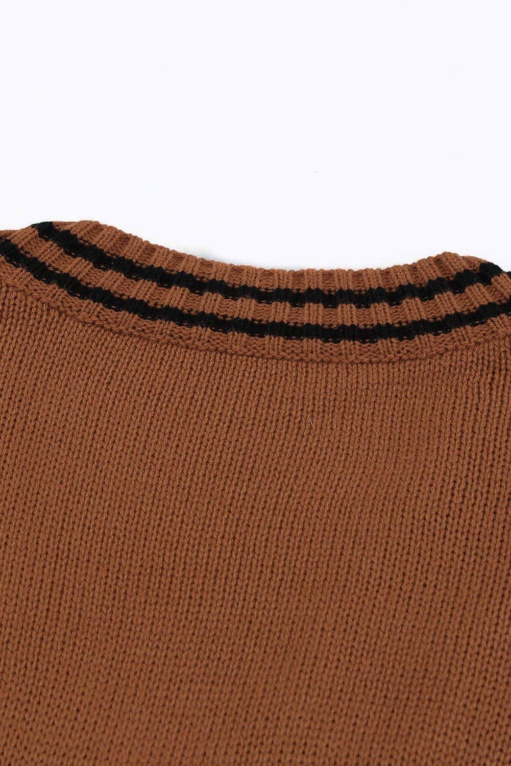 Striped Trim V-Neck Sweater Vest - The Goddess Galleries