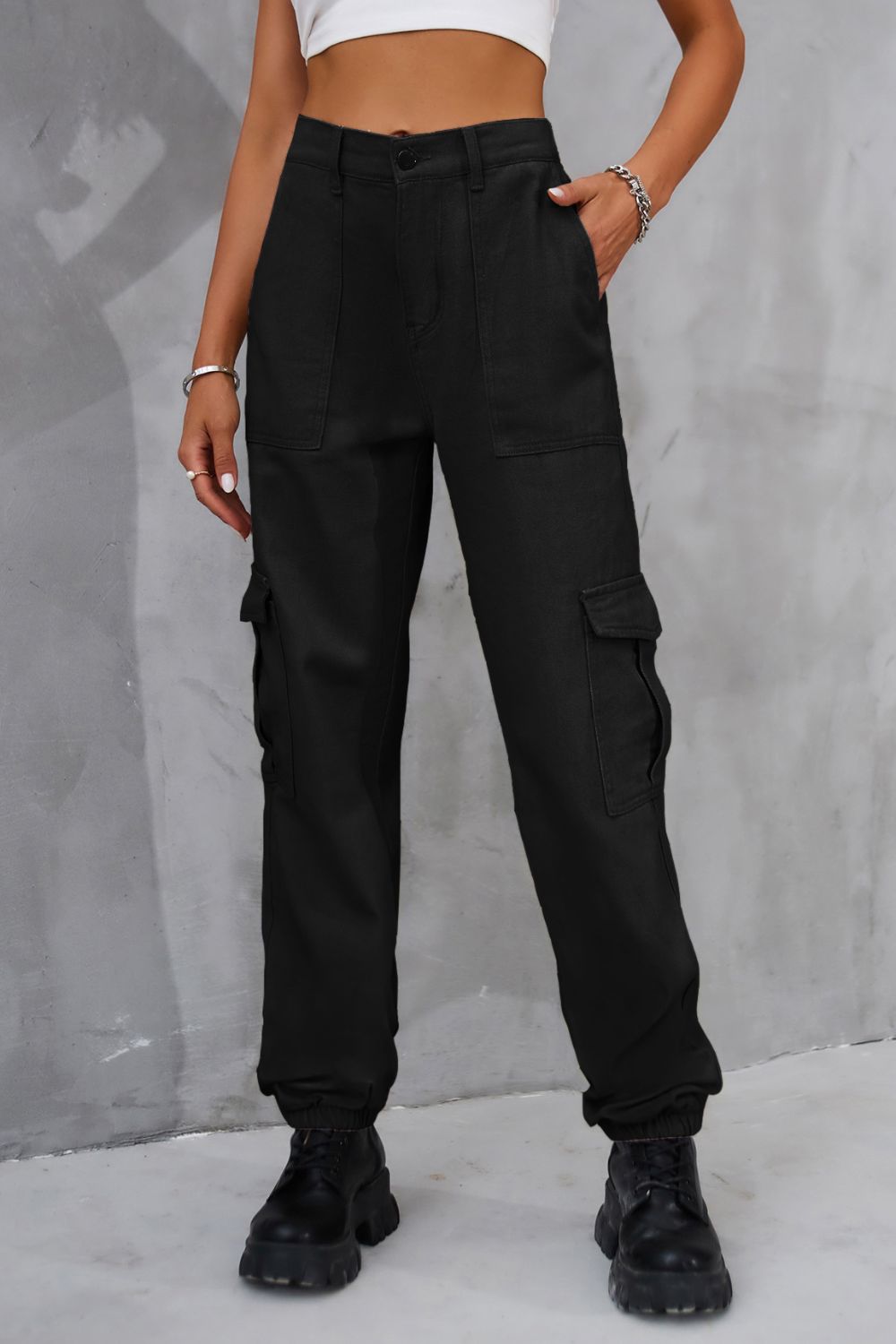 Buttoned High Waist Jeans with Pockets - The Goddess Galleries