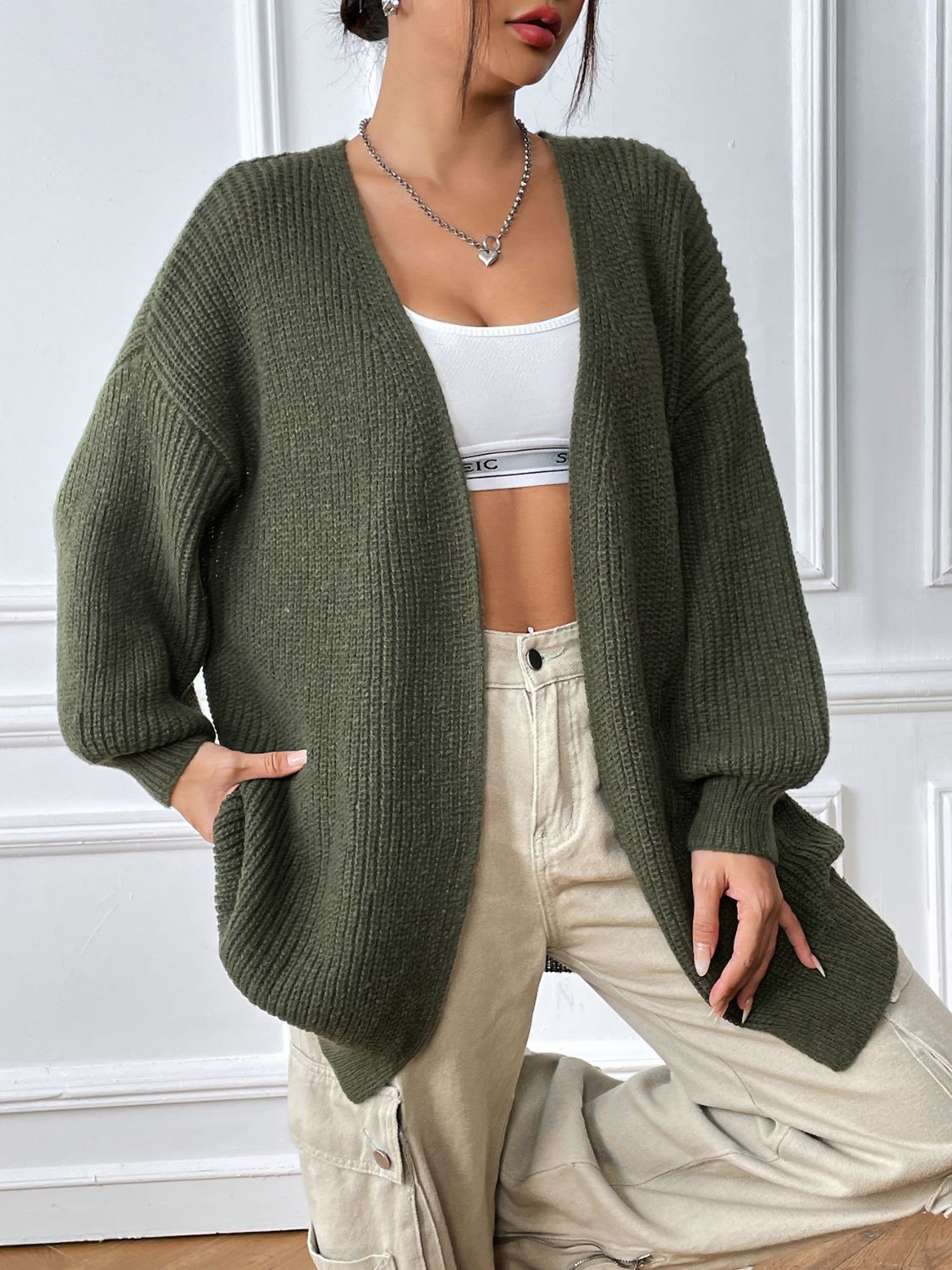 Open Front Long Sleeve Cardigan - The Goddess Galleries