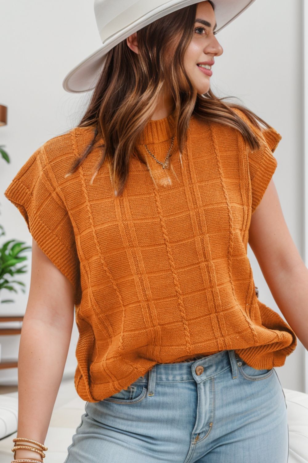 Round Neck Cap Sleeve Sweater - The Goddess Galleries