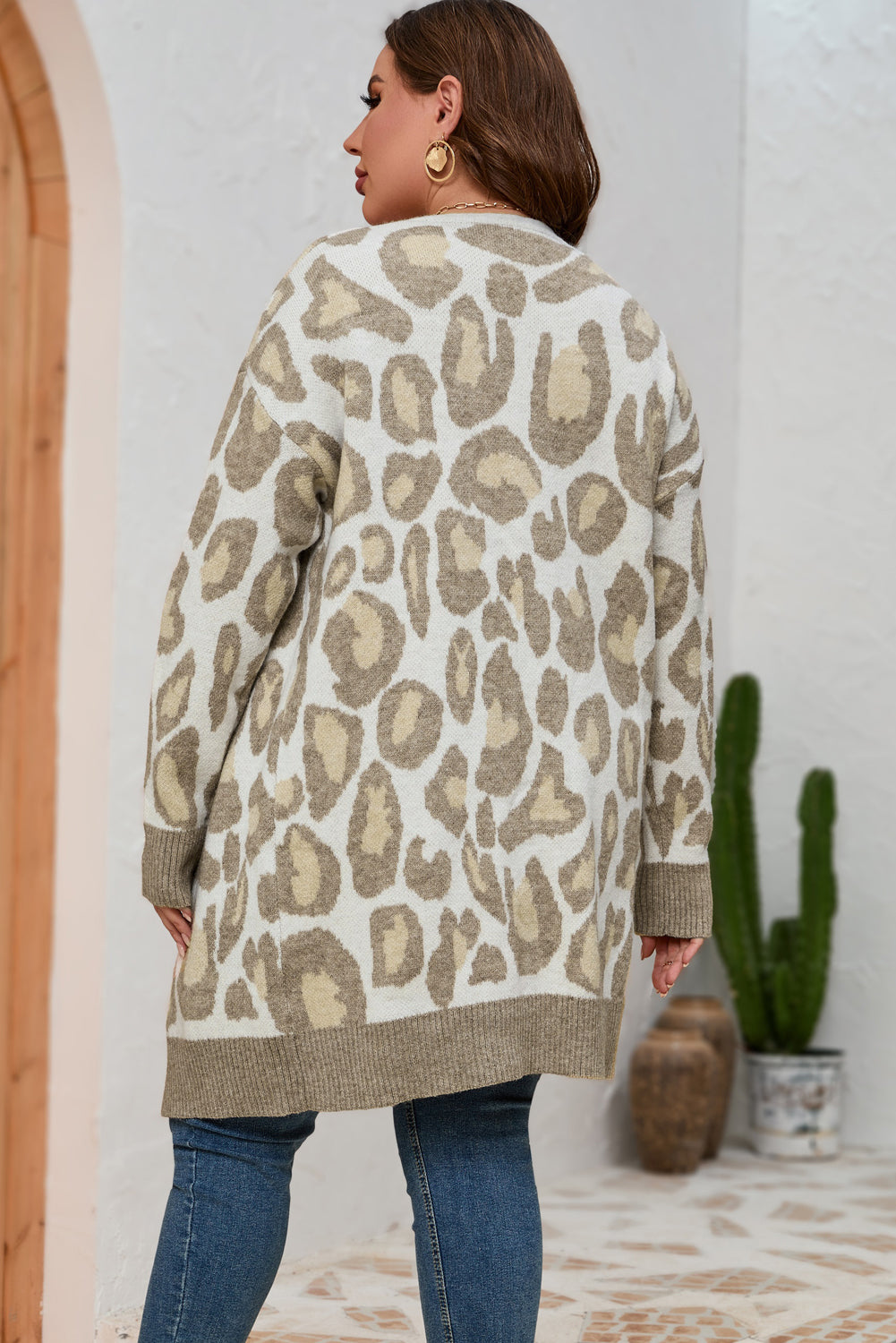 Plus Size Printed Long Sleeve Cardigan - The Goddess Galleries