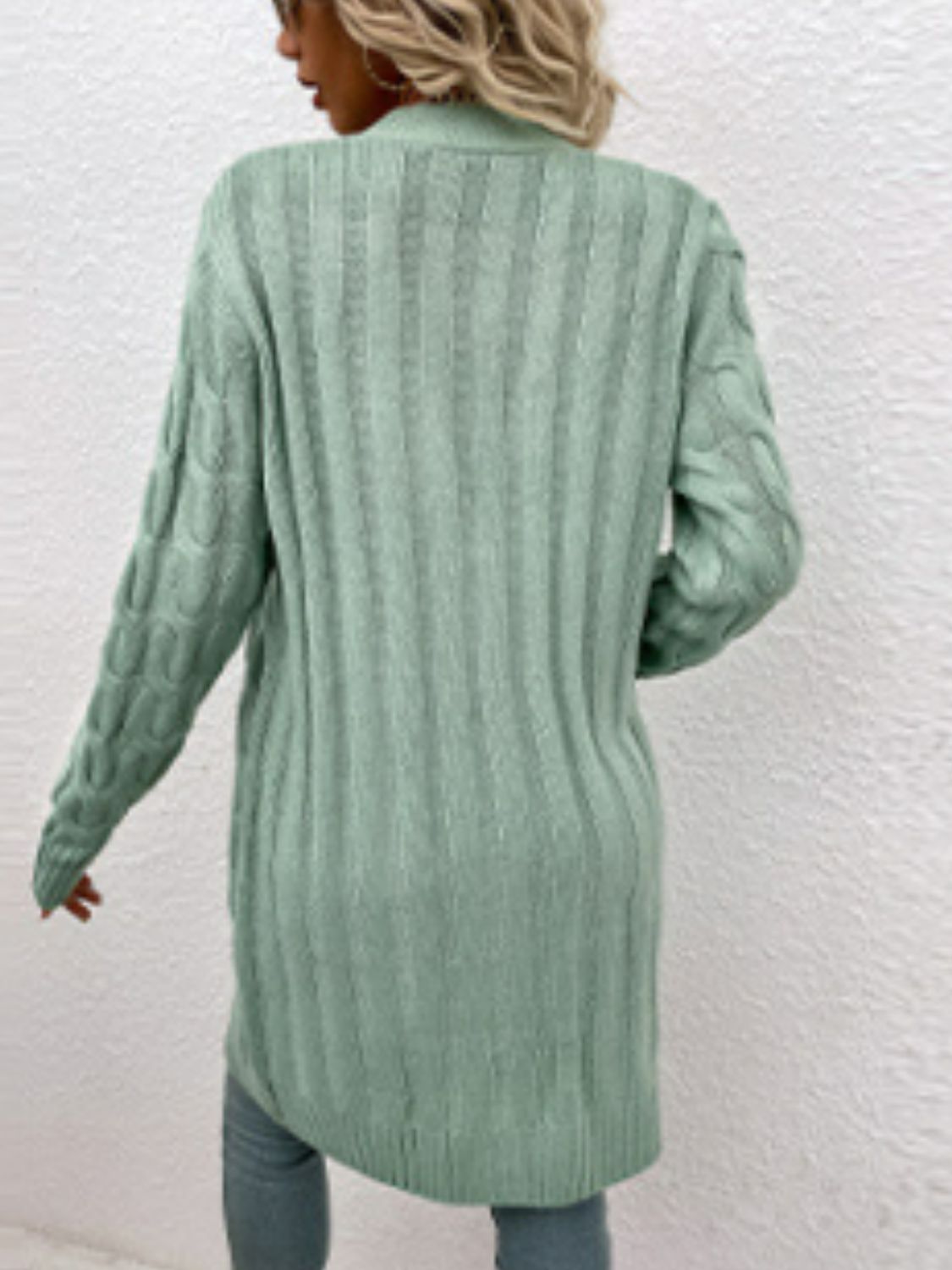 Cable-Knit Button Down Cardigan with Pockets - The Goddess Galleries