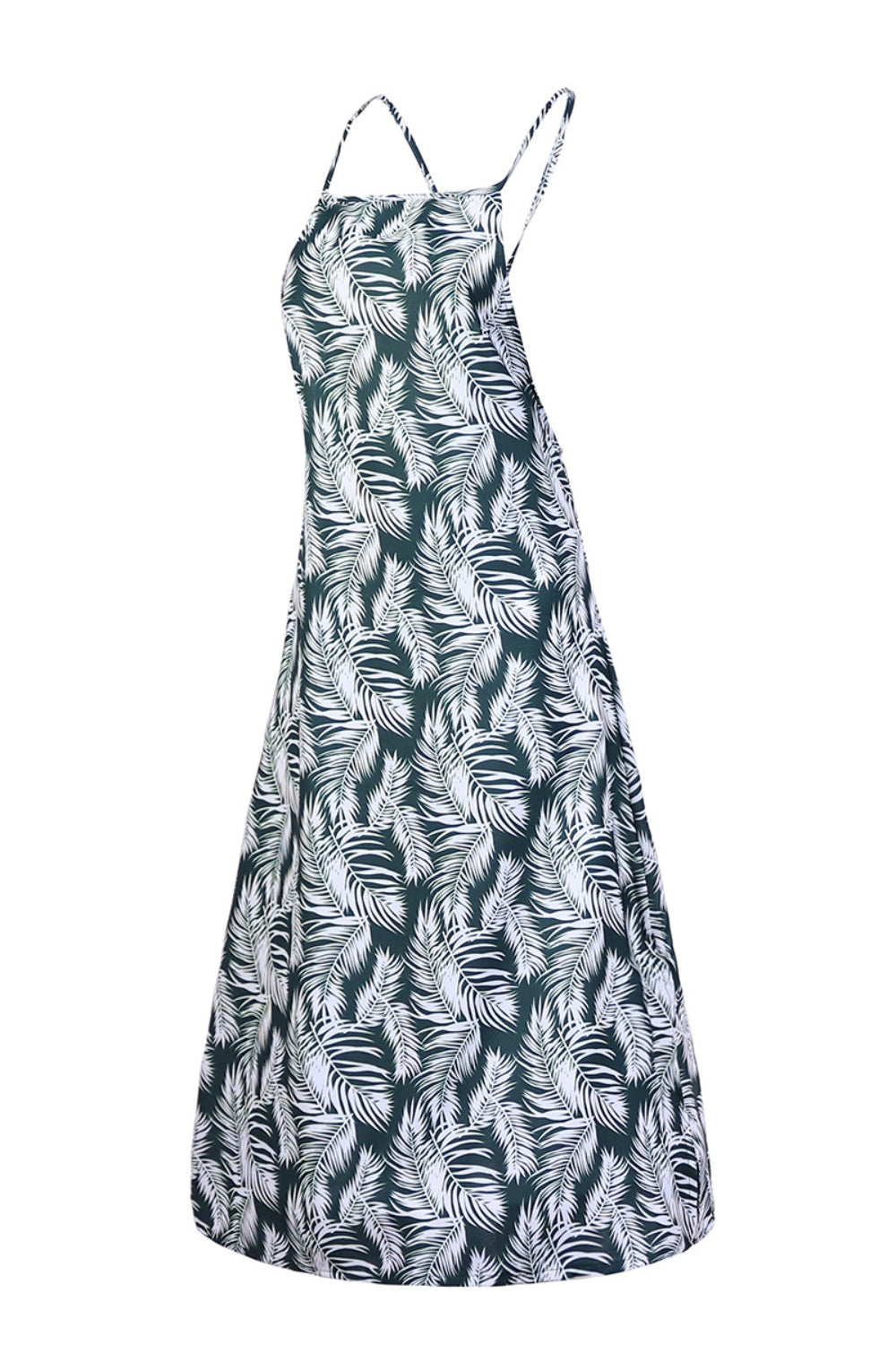 Slit Crisscross Printed Sleeveless Cami Dress - The Goddess Galleries