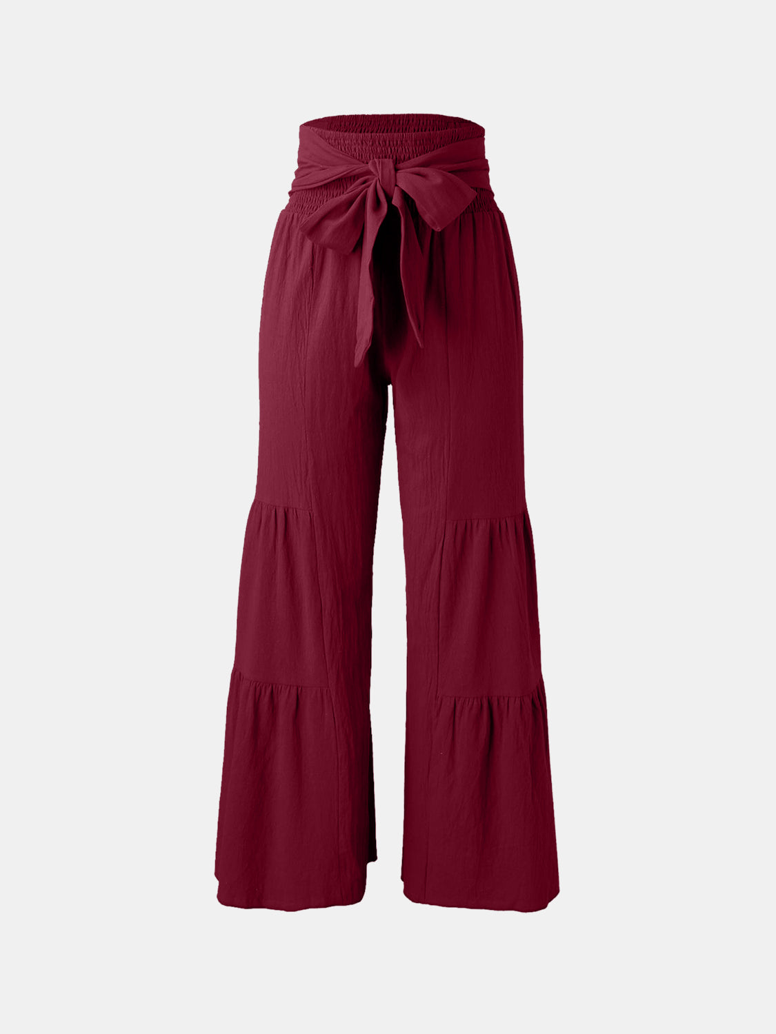 Tied Ruched Wide Leg Pants - The Goddess Galleries