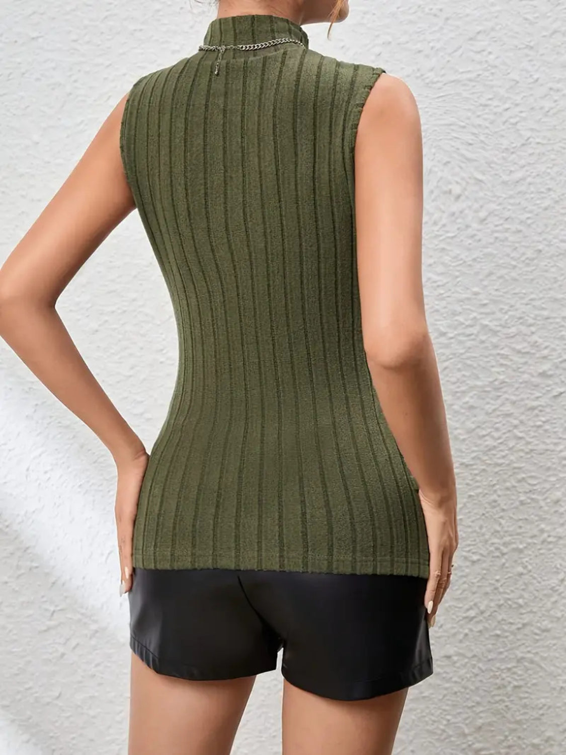 Twisted Mock Neck Ribbed Knit Top - The Goddess Galleries