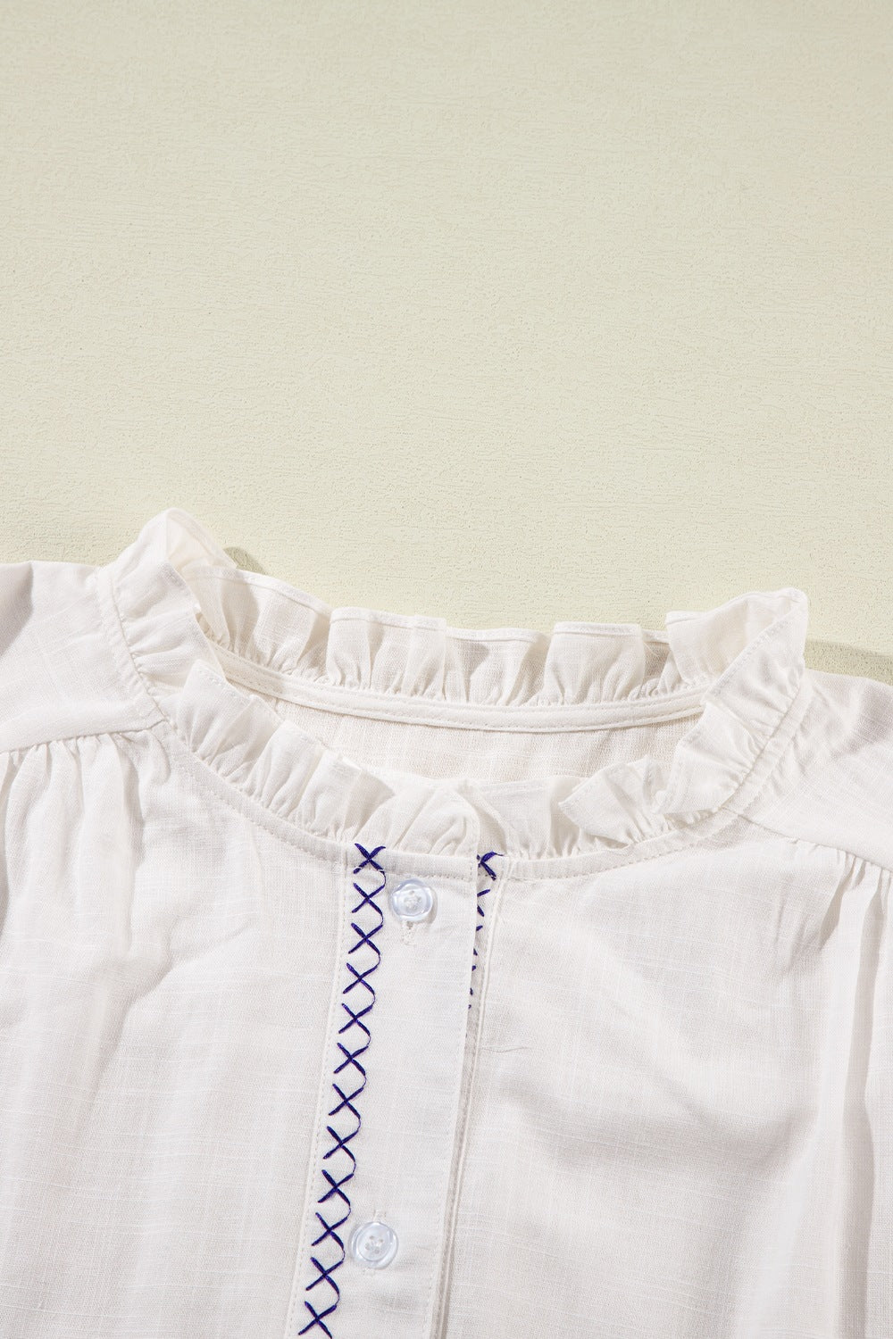 Frill Floral Embroidered Sleeve Shirt - The Goddess Galleries