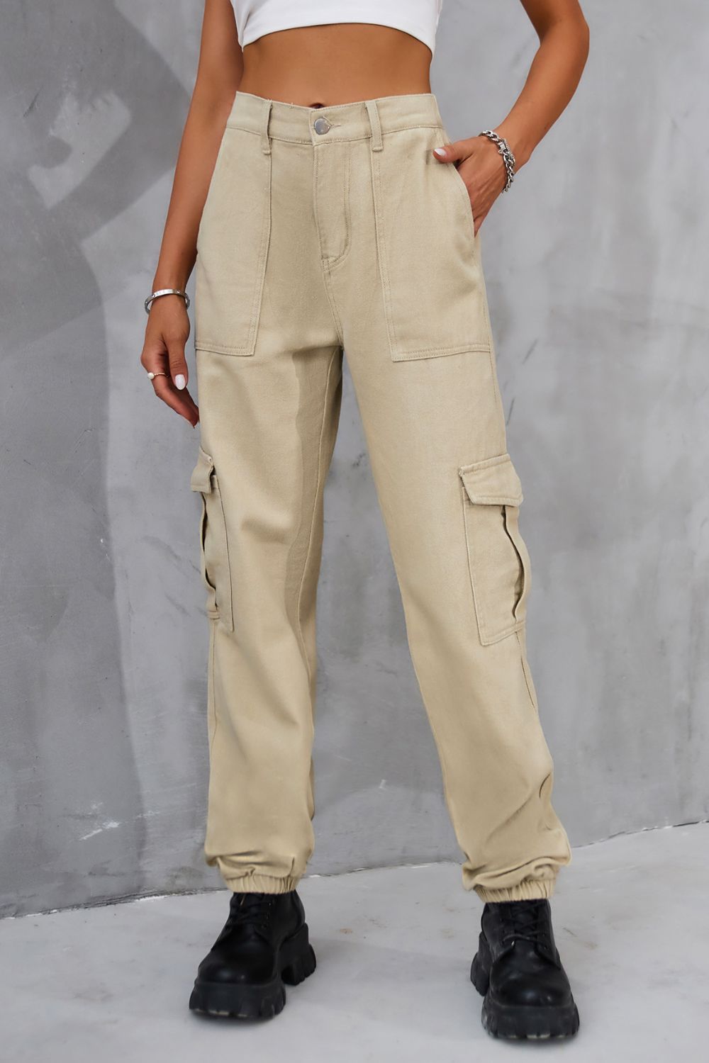 Buttoned High Waist Jeans with Pockets - The Goddess Galleries