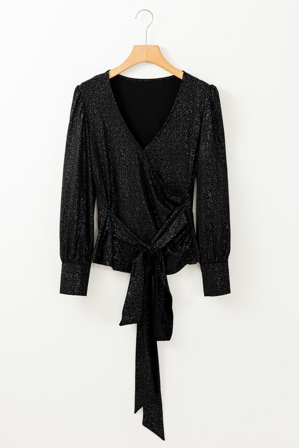 Glitter Surplice Long Sleeve Blouse - The Goddess Galleries