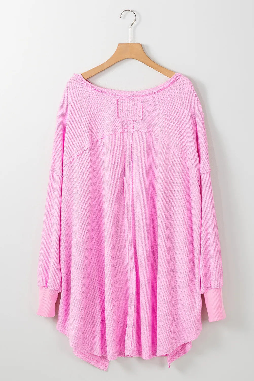 Waffle-Knit V-Neck Long Sleeve Blouse - The Goddess Galleries