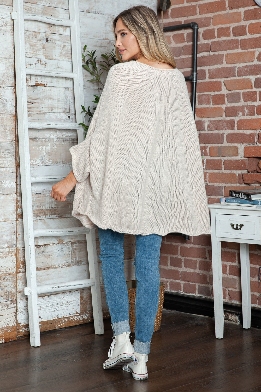 Round Neck Batwing Sleeve Sweater - The Goddess Galleries