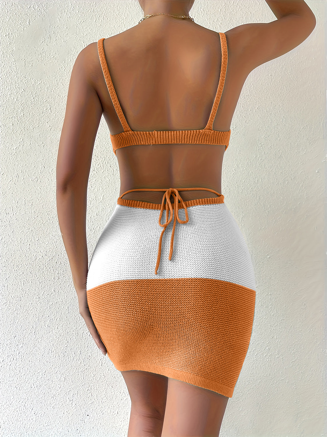 Color Block Scoop Neck Cover Up Dress - The Goddess Galleries