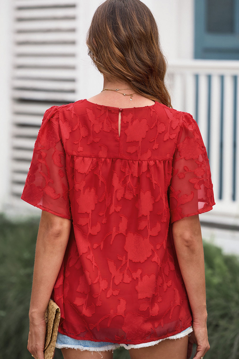Round Neck Puff Sleeve Blouse - The Goddess Galleries