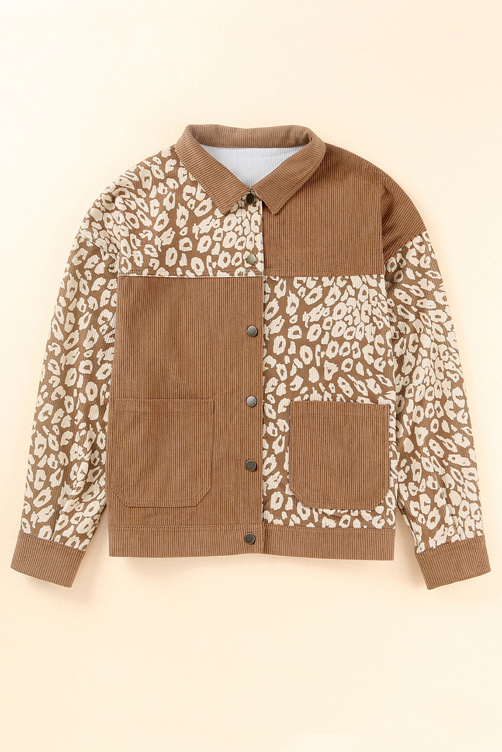 Leopard Button Up Drop Shoulder Jacket - The Goddess Galleries
