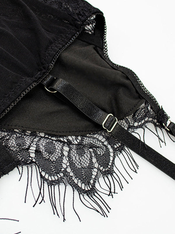 Sexy mama lingerie garter belt three-piece uniform set - The Goddess Galleries