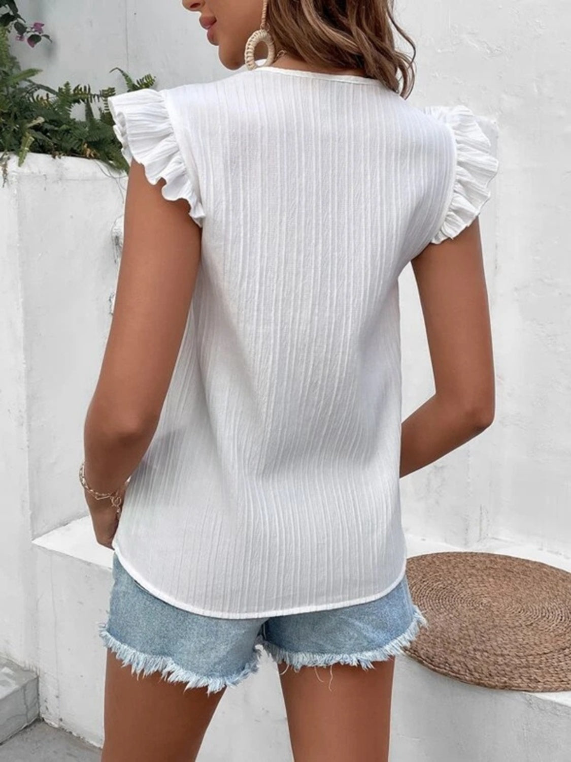 Full Size Ruffled V-Neck Tank - The Goddess Galleries
