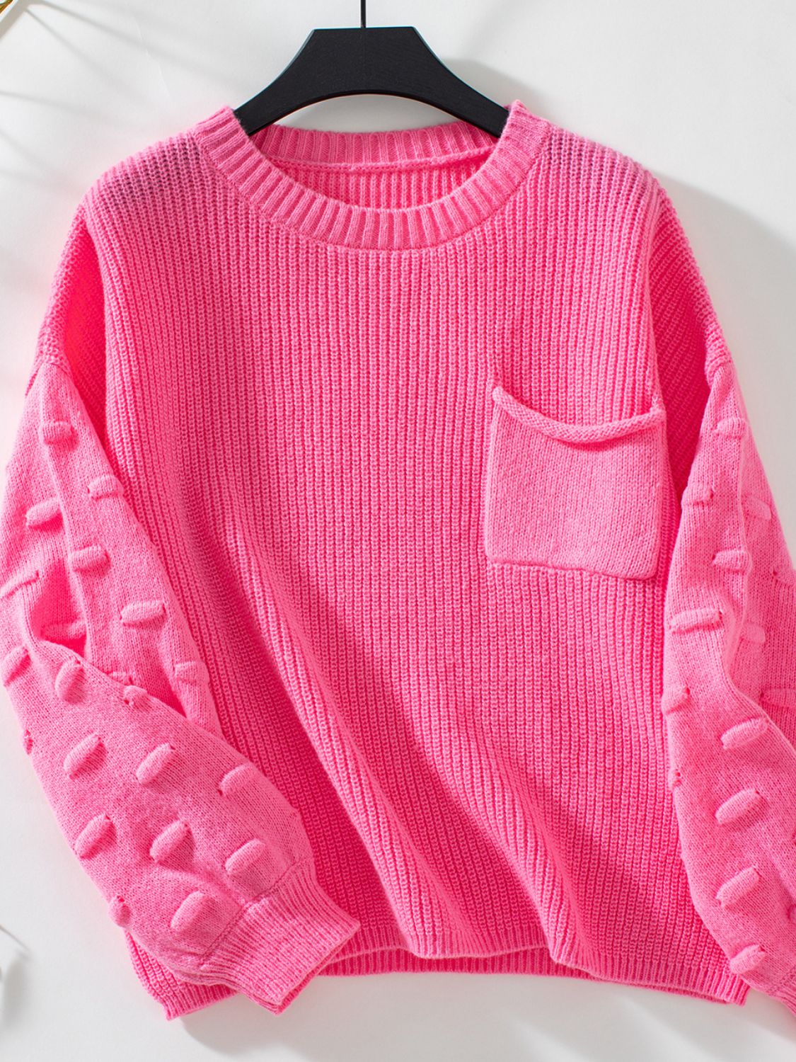 Round Neck Drop Shoulder Sweater - The Goddess Galleries