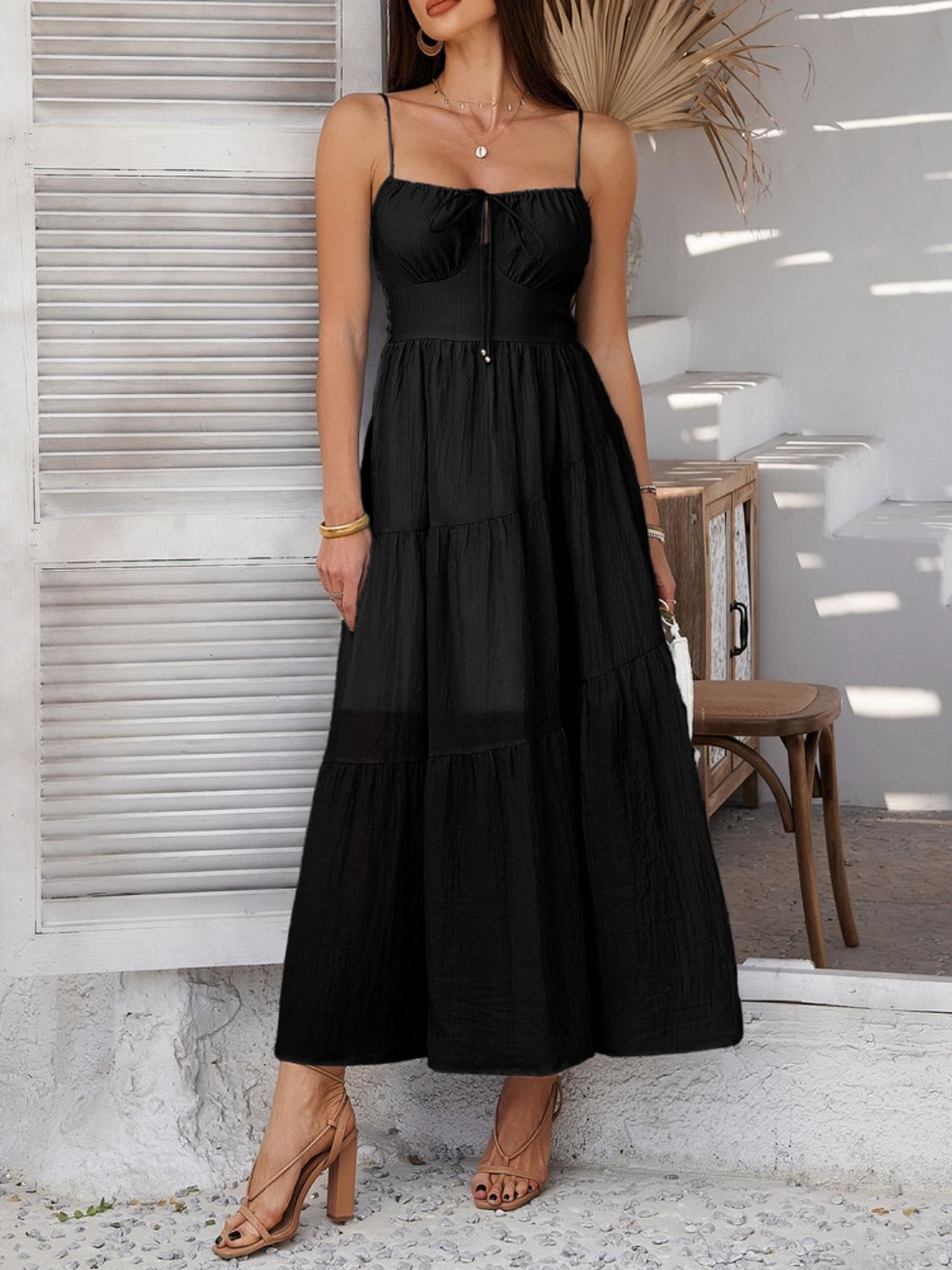 Devine Smocked Tiered Maxi Cami Dress - The Goddess Galleries