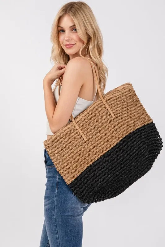 Fame Straw Braided Beach Tote Bag - The Goddess Galleries