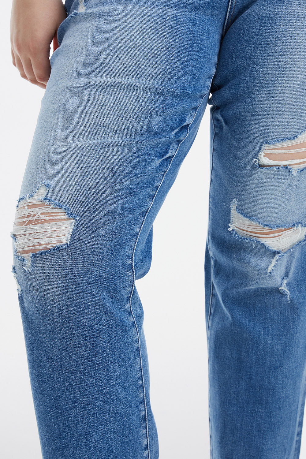 BAYEAS Full Size Mid Waist Distressed Ripped Straight Jeans - The Goddess Galleries