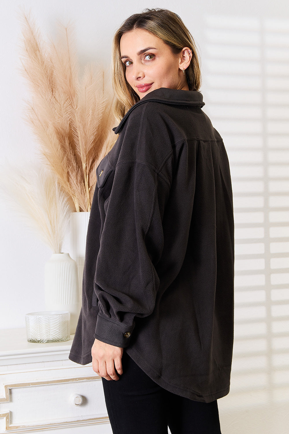 Heimish Cozy Girl Full Size Button Down Shacket - The Goddess Galleries