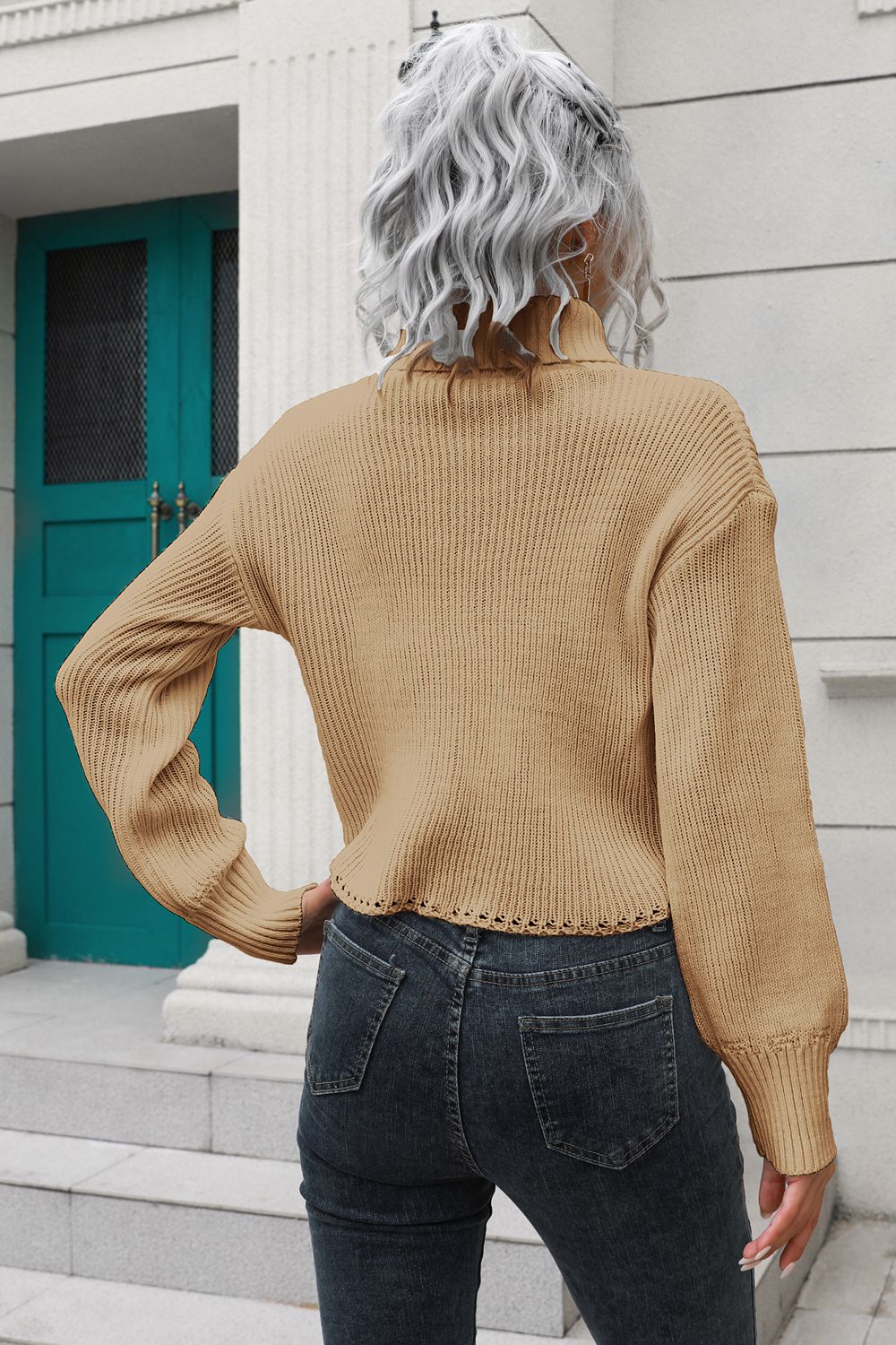 Turtleneck Dropped Shoulder Sweater - The Goddess Galleries