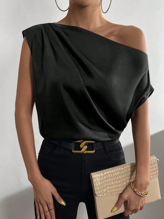 Ruched Single Shoulder Blouse - The Goddess Galleries