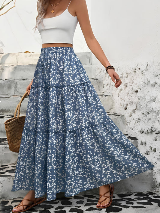 Tiered Floral Maxi Skirt - The Goddess Galleries