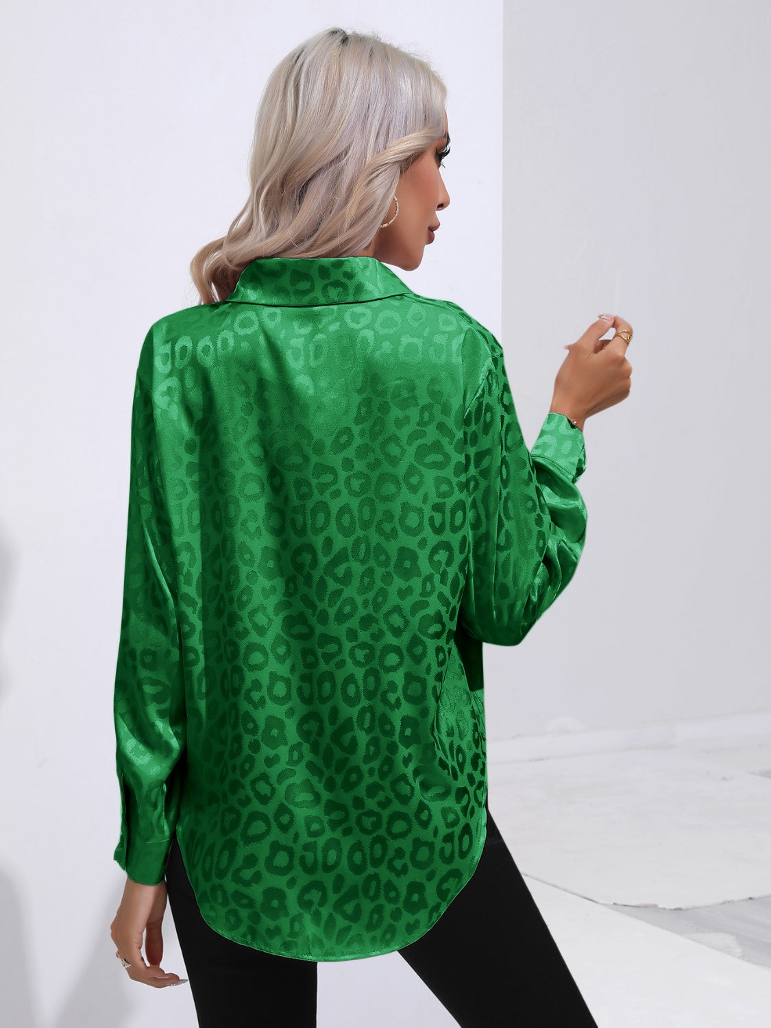 Printed Collared Neck Buttoned Shirt - The Goddess Galleries
