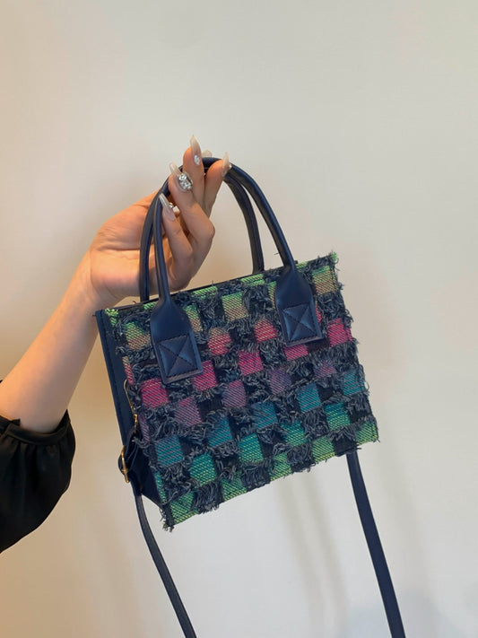 Raw Edge Plaid Shoulder Bag - The Goddess Galleries
