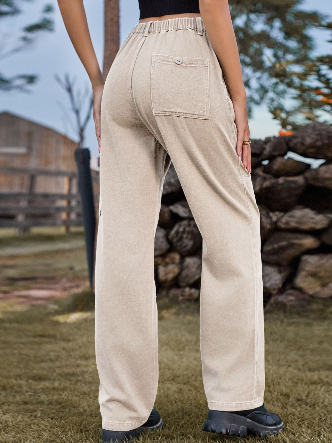 High Waist Cargo Straight Jeans - The Goddess Galleries