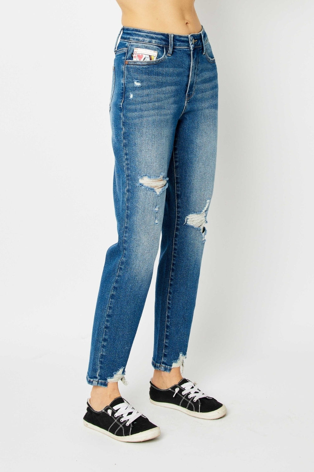 Judy Blue Full Size Queen Of Hearts Coin Pocket BF Jeans - The Goddess Galleries