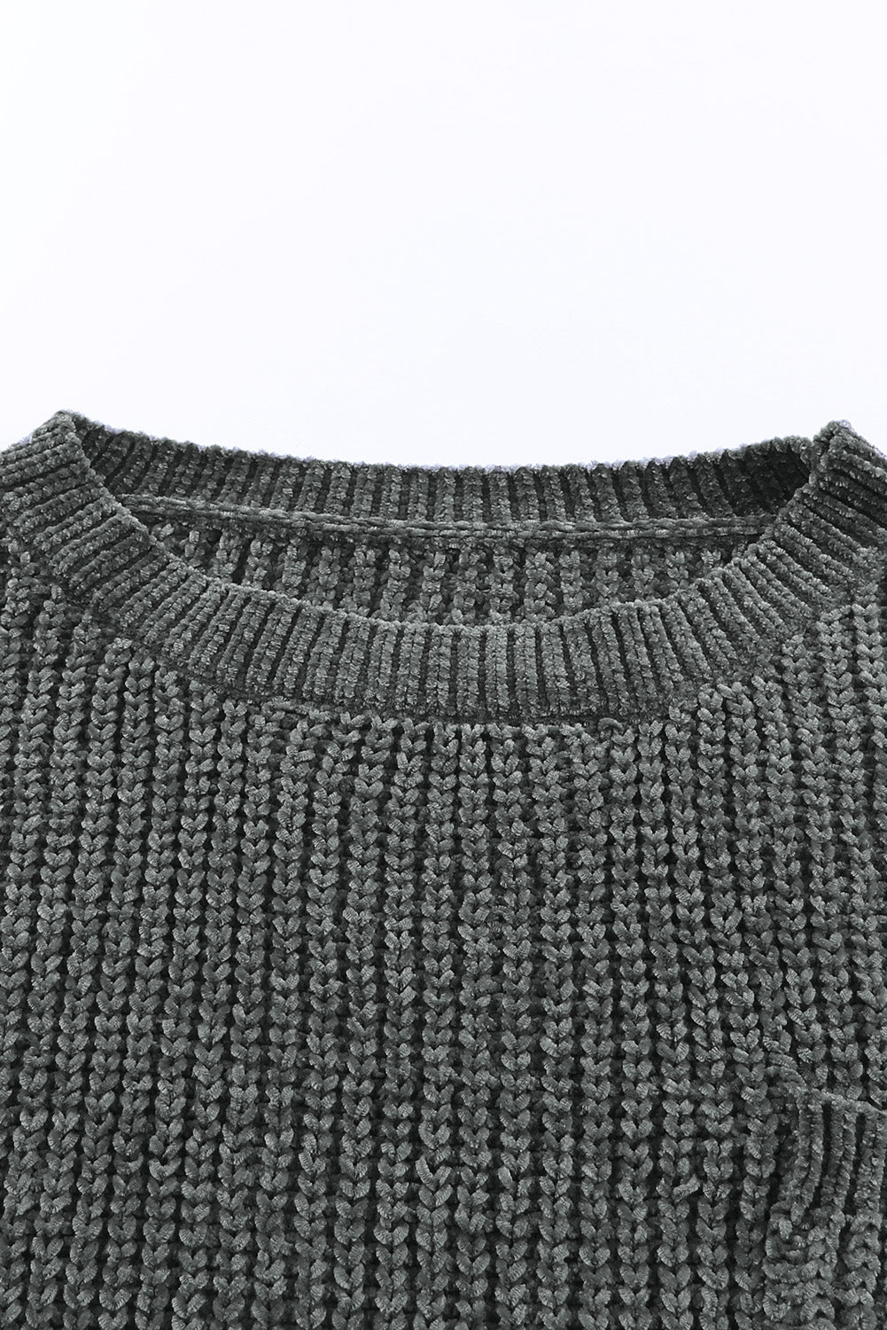 Distressed Round Neck Drop Shoulder Sweater - The Goddess Galleries